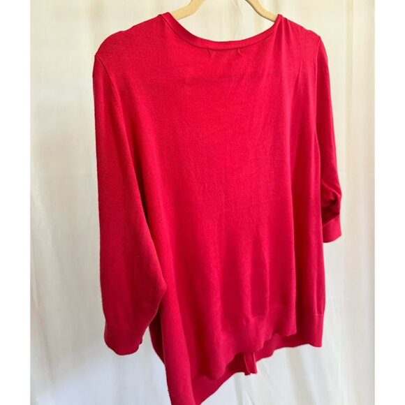 Sejour Women's Plus 3X Bright Pink long cardigan - Picture 2 of 8